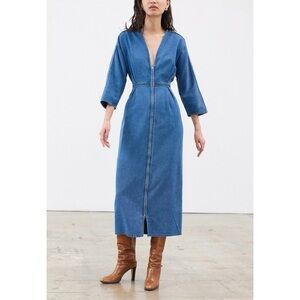 Mara Hoffman Midi Denim Long-Sleeve Annetta Dress